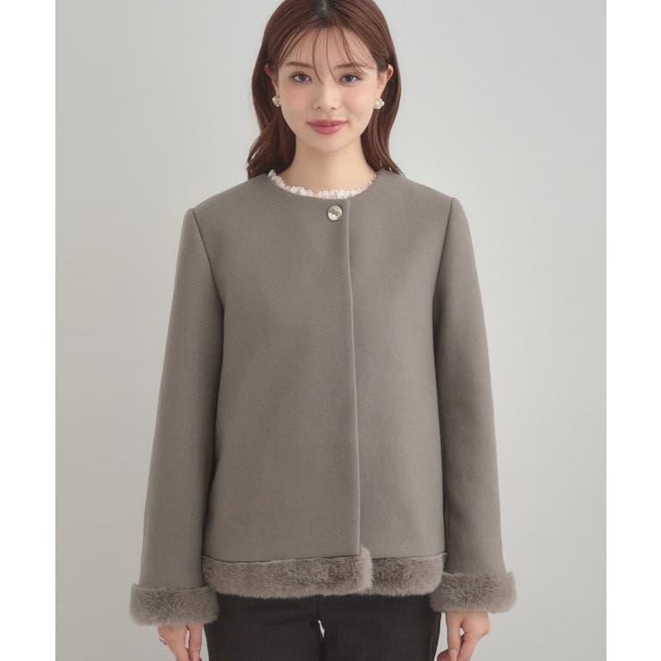 【大人レディ・フェイクファー取り外し可能】ケープ風ショートコート | Couture brooch | 詳細画像49 