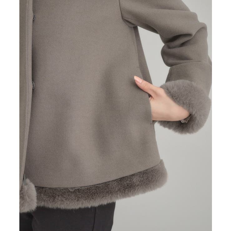 【大人レディ・フェイクファー取り外し可能】ケープ風ショートコート | Couture brooch | 詳細画像56 