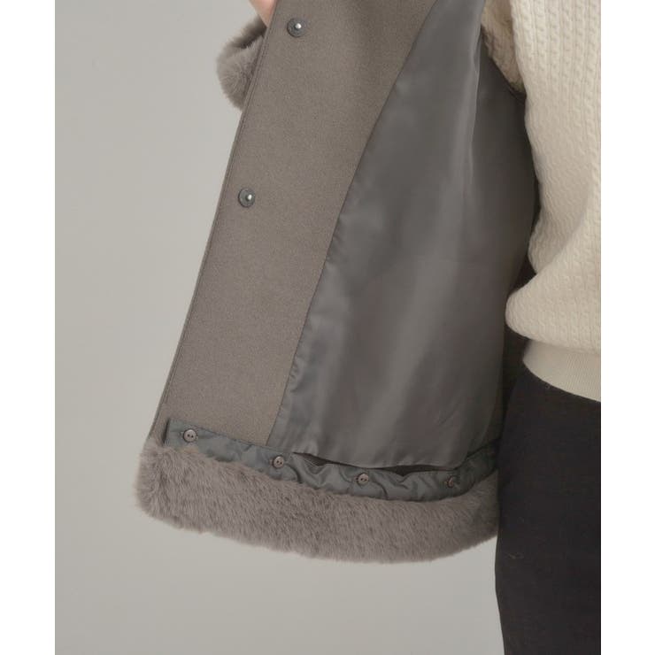 【大人レディ・フェイクファー取り外し可能】ケープ風ショートコート | Couture brooch | 詳細画像58 