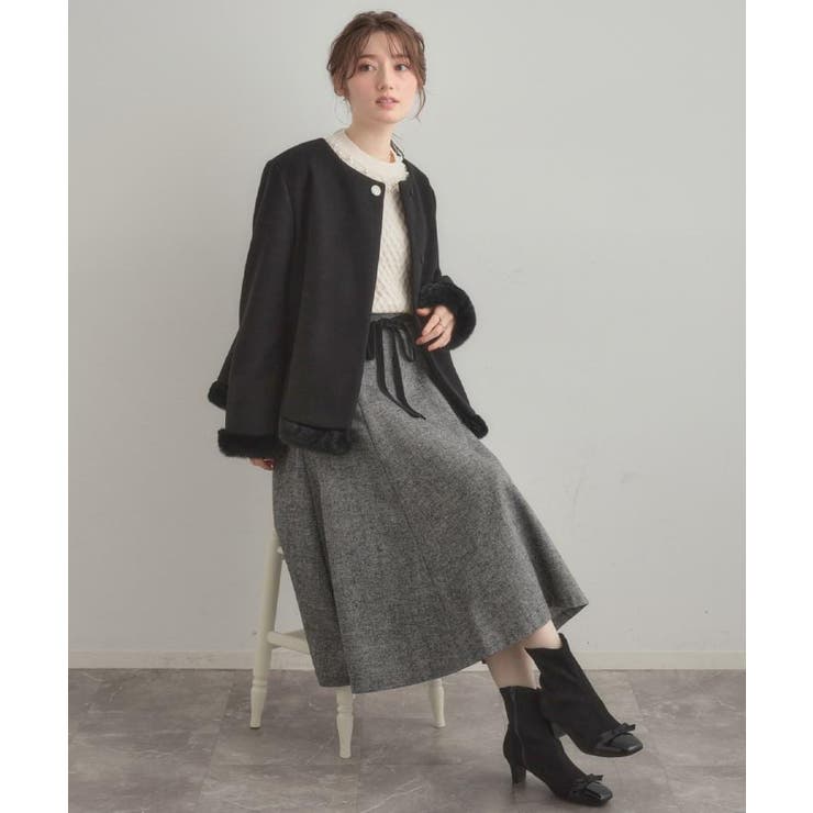 【大人レディ・フェイクファー取り外し可能】ケープ風ショートコート | Couture brooch | 詳細画像28 