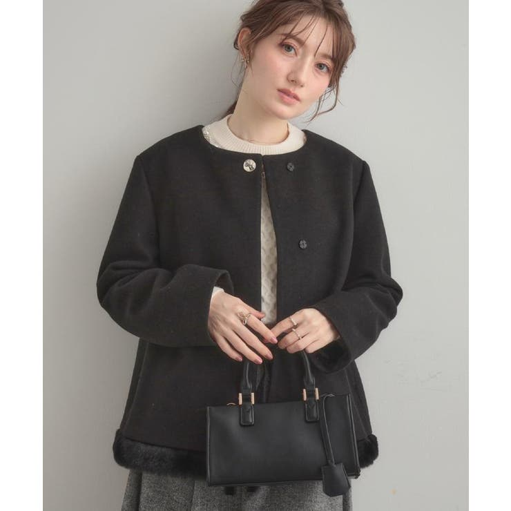 【大人レディ・フェイクファー取り外し可能】ケープ風ショートコート | Couture brooch | 詳細画像29 