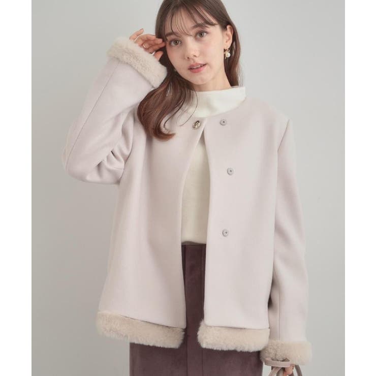 【大人レディ・フェイクファー取り外し可能】ケープ風ショートコート | Couture brooch | 詳細画像10 