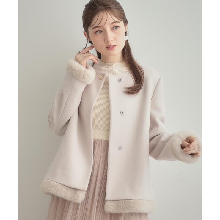 【大人レディ・フェイクファー取り外し可能】ケープ風ショートコート | Couture brooch | 詳細画像12 