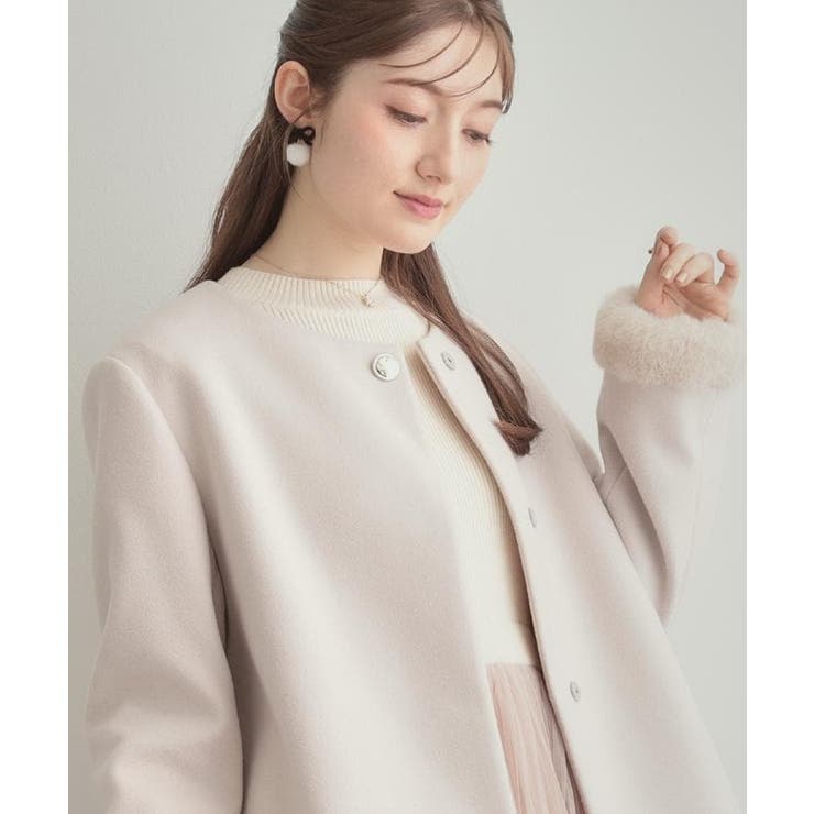 【大人レディ・フェイクファー取り外し可能】ケープ風ショートコート | Couture brooch | 詳細画像13 