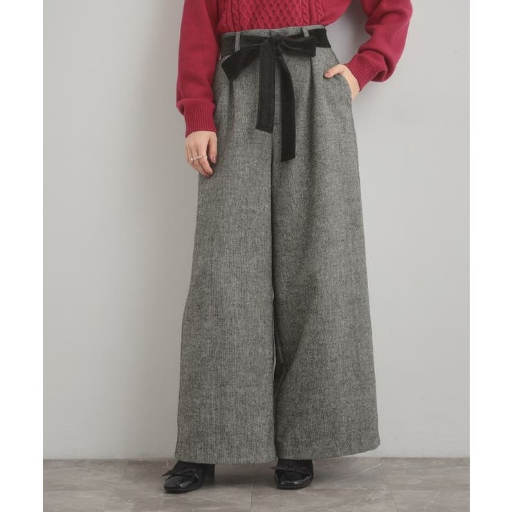 【上品華やか・通勤】ラメツイード ワイドパンツ | Couture brooch | 詳細画像5 