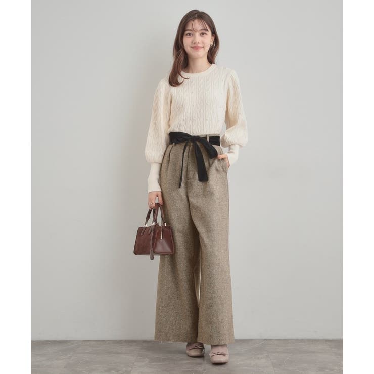 【上品華やか・通勤】ラメツイード ワイドパンツ | Couture brooch | 詳細画像14 