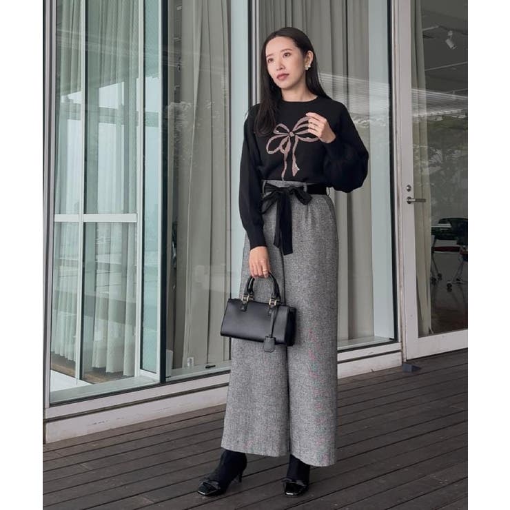 【上品華やか・通勤】ラメツイード ワイドパンツ | Couture brooch | 詳細画像10 