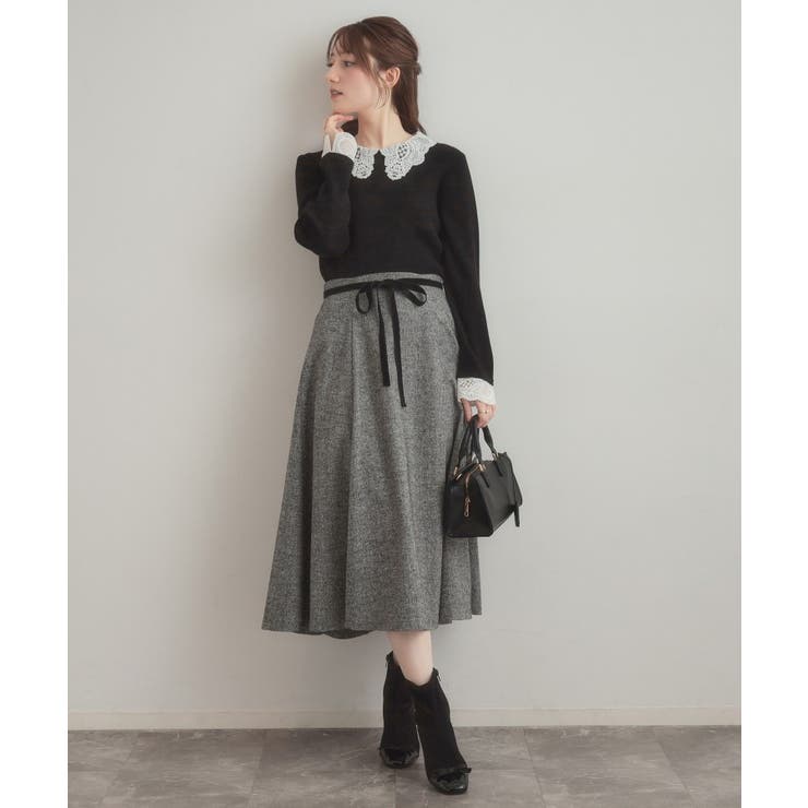 【通勤・大人上品】ラメツイード フレアスカート | Couture brooch | 詳細画像2 