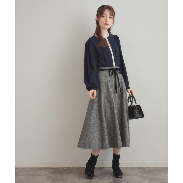 【通勤・大人上品】ラメツイード フレアスカート | Couture brooch | 詳細画像1 