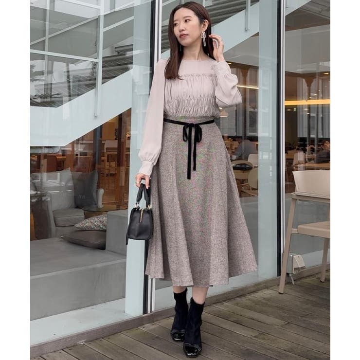 【通勤・大人上品】ラメツイード フレアスカート | Couture brooch | 詳細画像21 