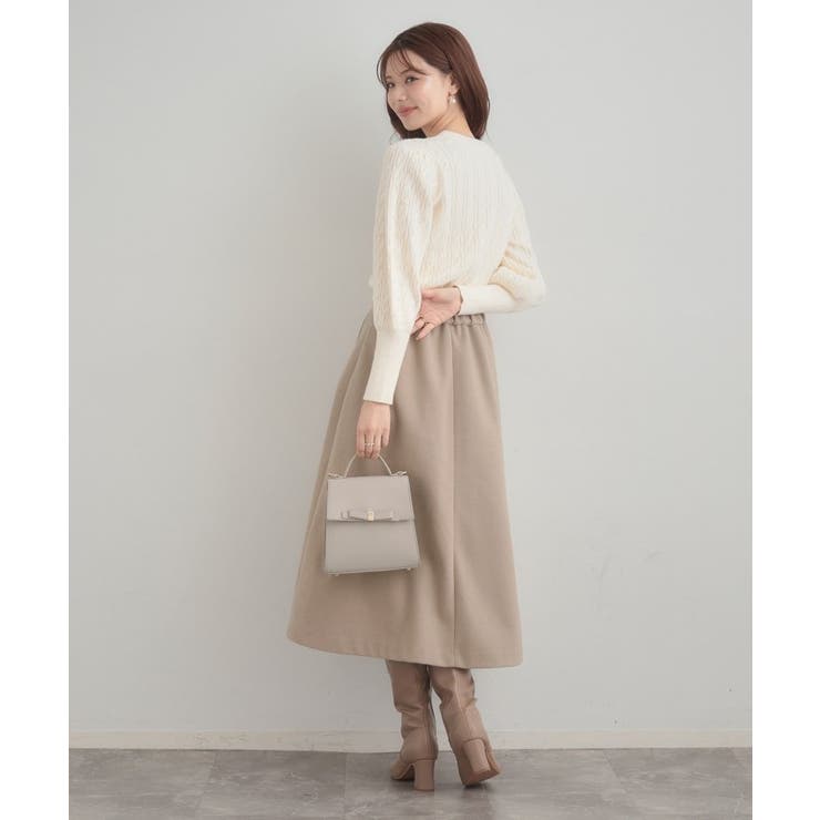 【通勤/金ボタン】フェイクウール ポンチスカート | Couture brooch | 詳細画像16 