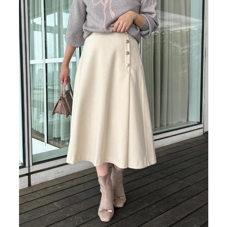 【通勤/金ボタン】フェイクウール ポンチスカート | Couture brooch | 詳細画像13 