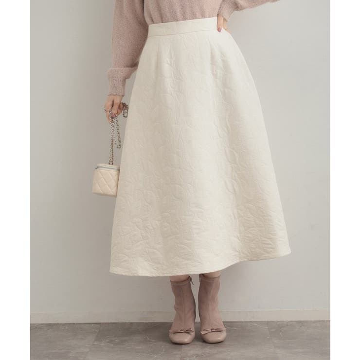 【洗える】リーフジャカード フレアスカート | Couture brooch | 詳細画像4 