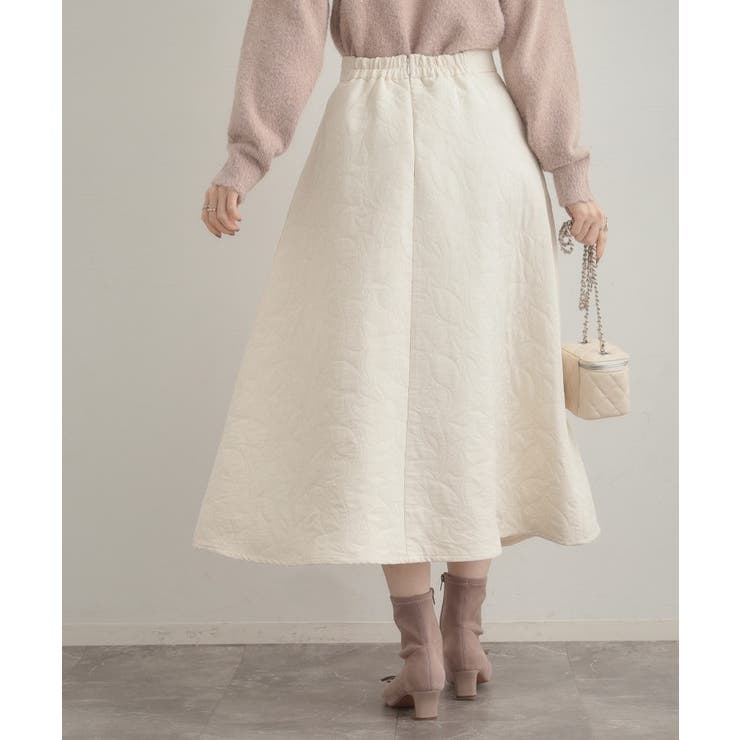 【洗える】リーフジャカード フレアスカート | Couture brooch | 詳細画像6 