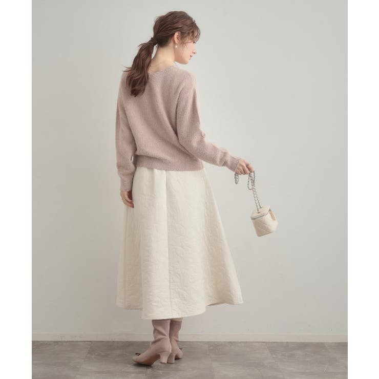 【洗える】リーフジャカード フレアスカート | Couture brooch | 詳細画像3 