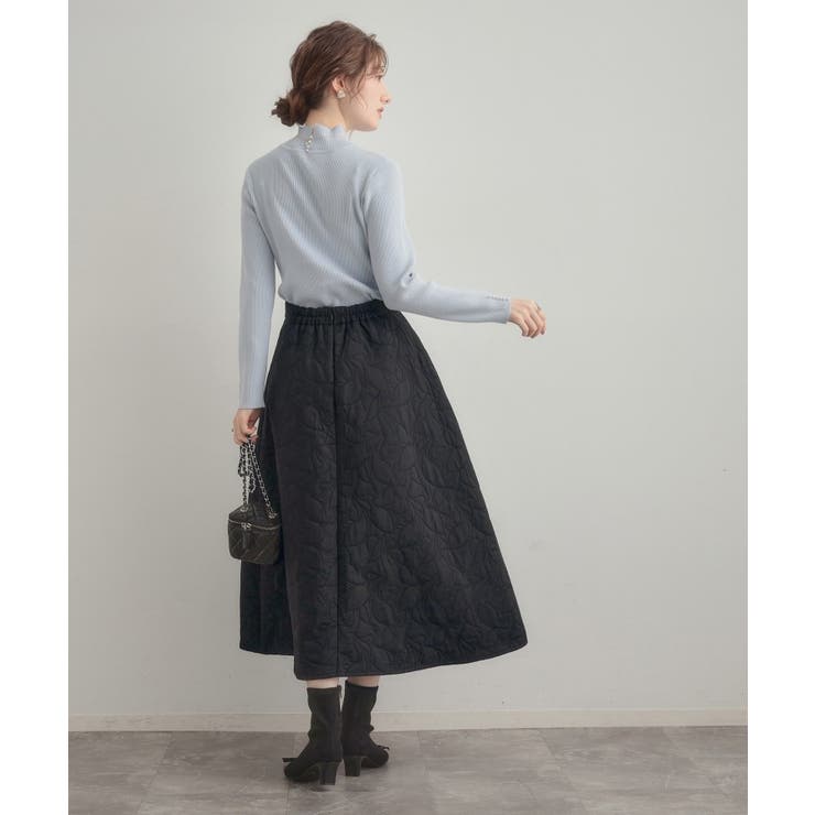 【洗える】リーフジャカード フレアスカート | Couture brooch | 詳細画像13 