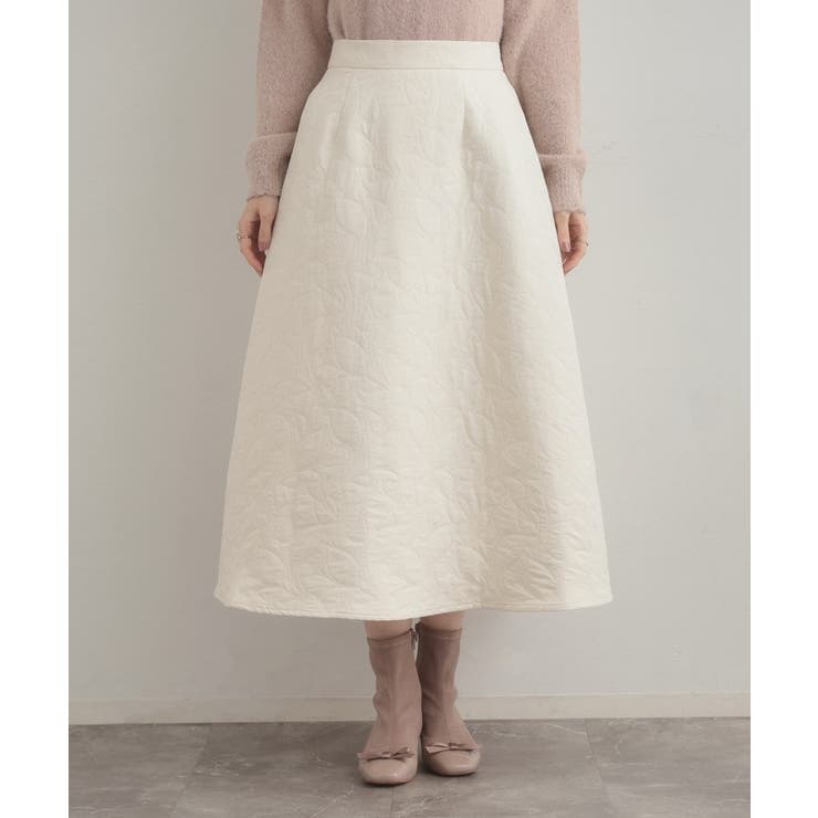 【洗える】リーフジャカード フレアスカート | Couture brooch | 詳細画像23 