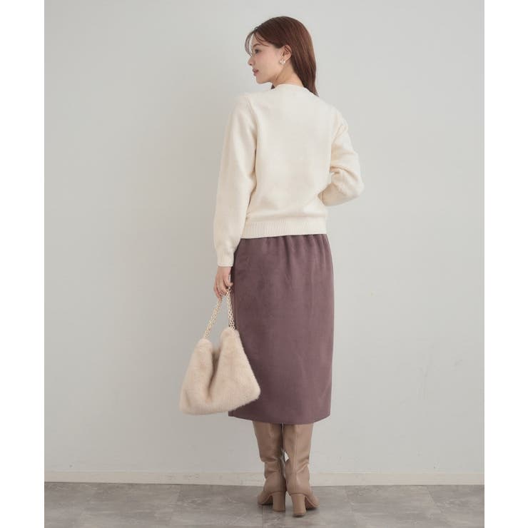 【きれいめ】パール調デザイン アラン柄ニット | Couture brooch | 詳細画像3 