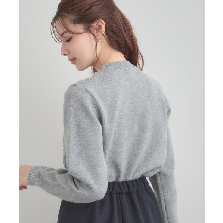 【きれいめ】パール調デザイン アラン柄ニット | Couture brooch | 詳細画像20 