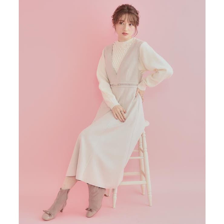 【きれいめ】パール調デザイン アラン柄ニット | Couture brooch | 詳細画像8 