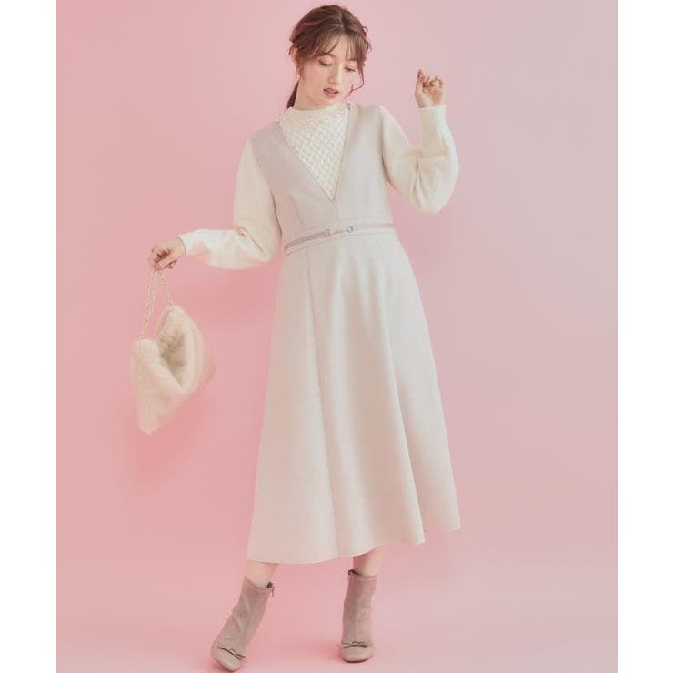 【きれいめ】パール調デザイン アラン柄ニット | Couture brooch | 詳細画像9 