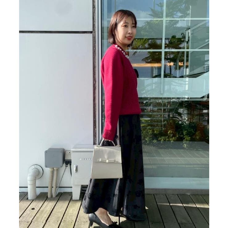 【きれいめ】パール調デザイン アラン柄ニット | Couture brooch | 詳細画像34 