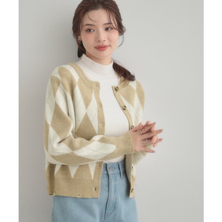 アーガイルニットカーディガン | Couture brooch | 詳細画像9 