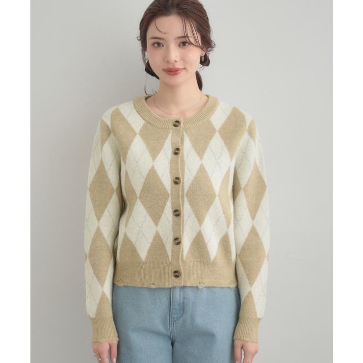 アーガイルニットカーディガン | Couture brooch | 詳細画像15 