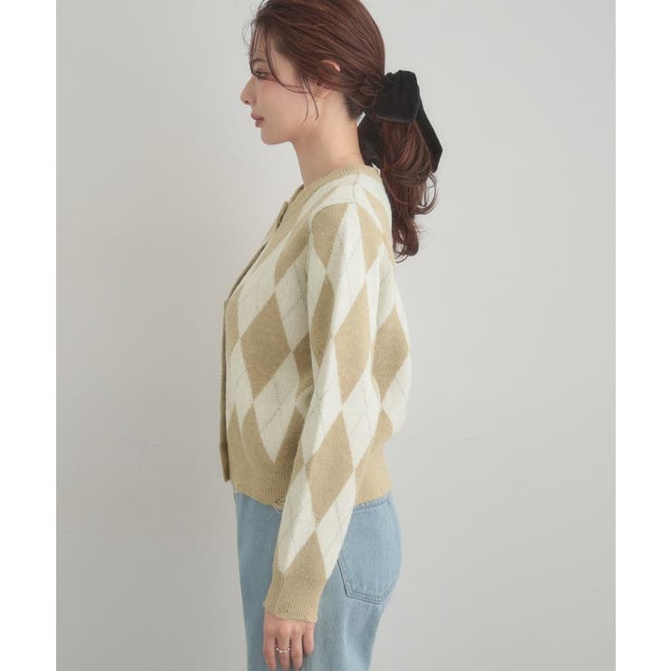 アーガイルニットカーディガン | Couture brooch | 詳細画像16 