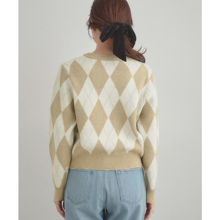 アーガイルニットカーディガン | Couture brooch | 詳細画像17 