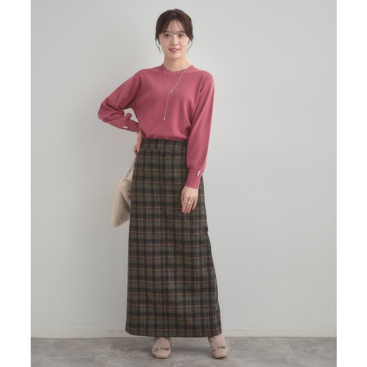 シャギーチェックIラインスカート | Couture brooch | 詳細画像11 