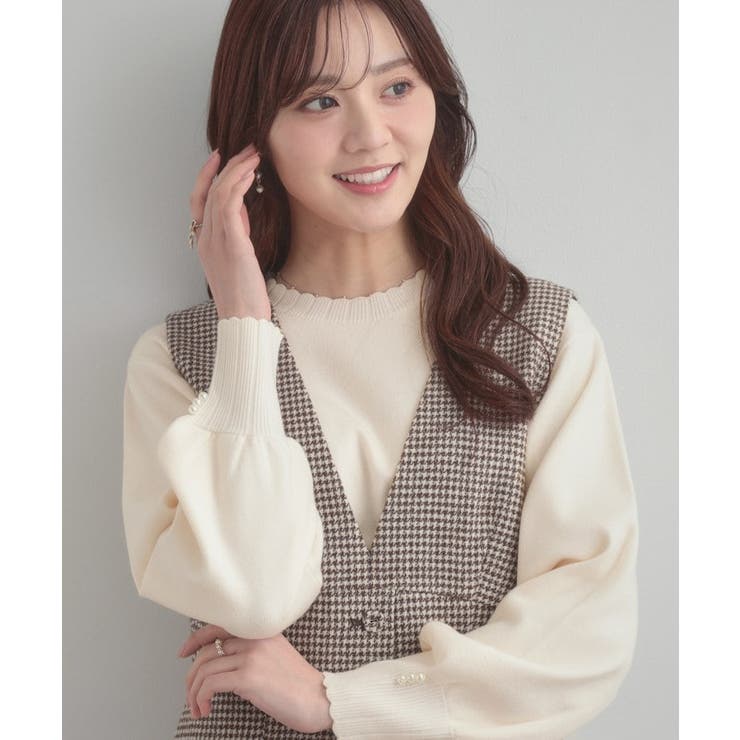 【洗える/スカラデザイン】パフスリーブ ニット | Couture brooch | 詳細画像3 