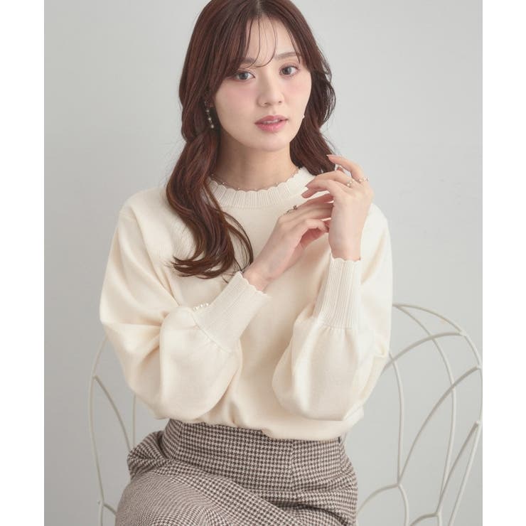 【洗える/スカラデザイン】パフスリーブ ニット | Couture brooch | 詳細画像4 