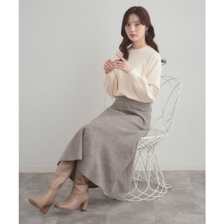 【洗える/スカラデザイン】パフスリーブ ニット | Couture brooch | 詳細画像1 