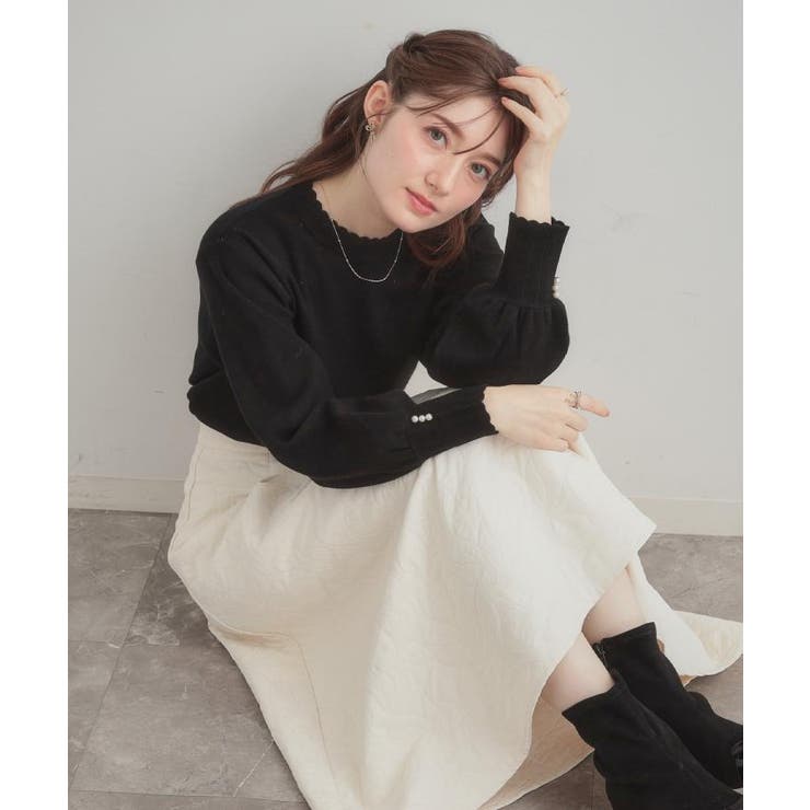 【洗える/スカラデザイン】パフスリーブ ニット | Couture brooch | 詳細画像19 