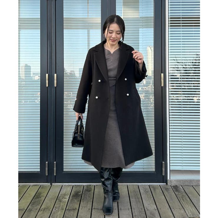 【通勤・起毛ポンチ】配色Aラインワンピース | Couture brooch | 詳細画像28 