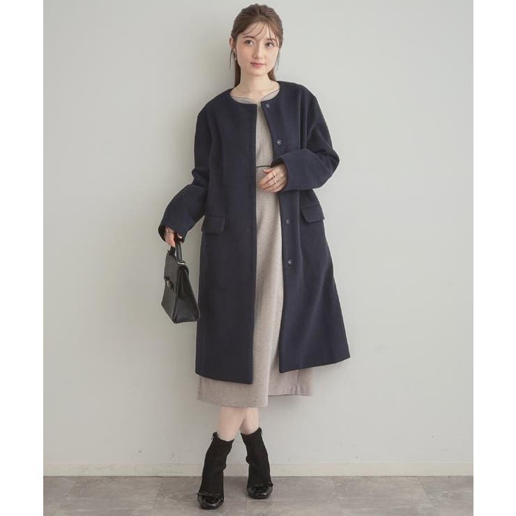 【通勤・起毛ポンチ】配色Aラインワンピース | Couture brooch | 詳細画像9 