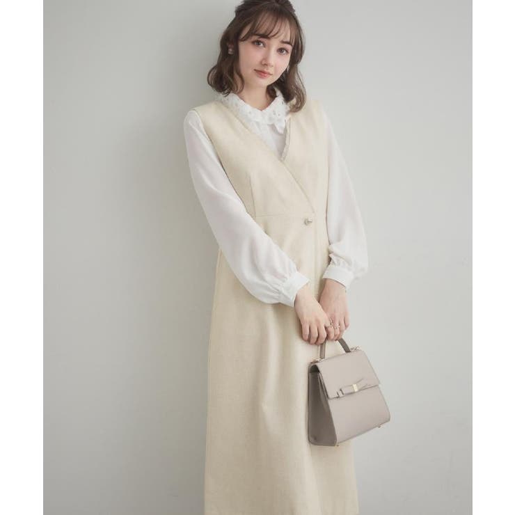 アイボリー(004) | 【ハレの日・通勤】フリンジツイードジャンスカ | Couture brooch