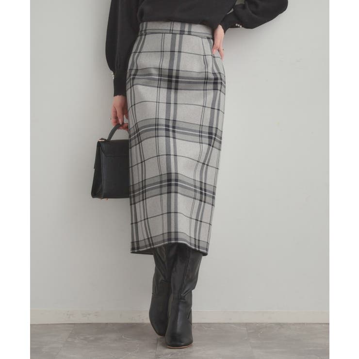 ライトグレー(211) | 【洗える/微起毛】Iライン チェックスカート | Couture brooch