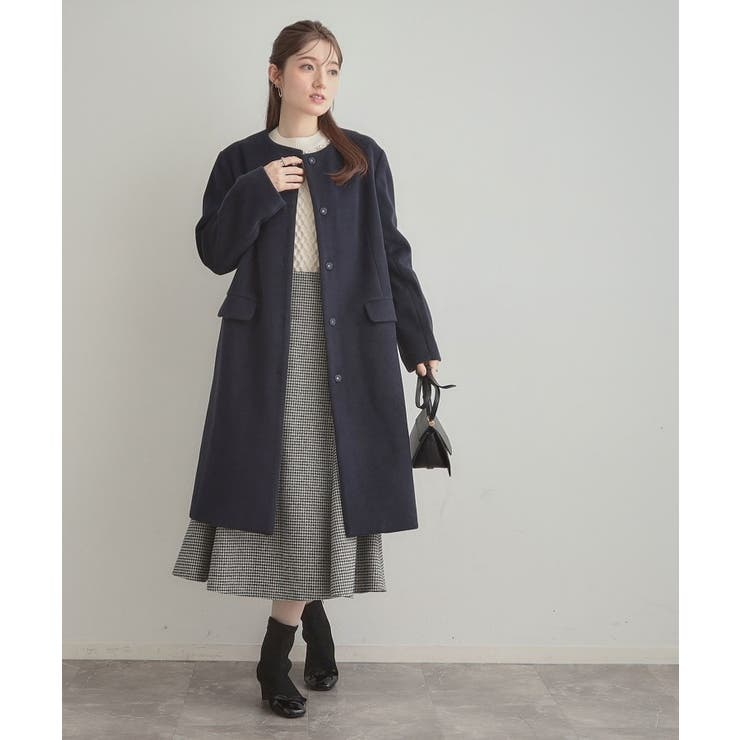 【通勤/ビジューブローチ付き】ノーカラー ロングコート | Couture brooch | 詳細画像27 