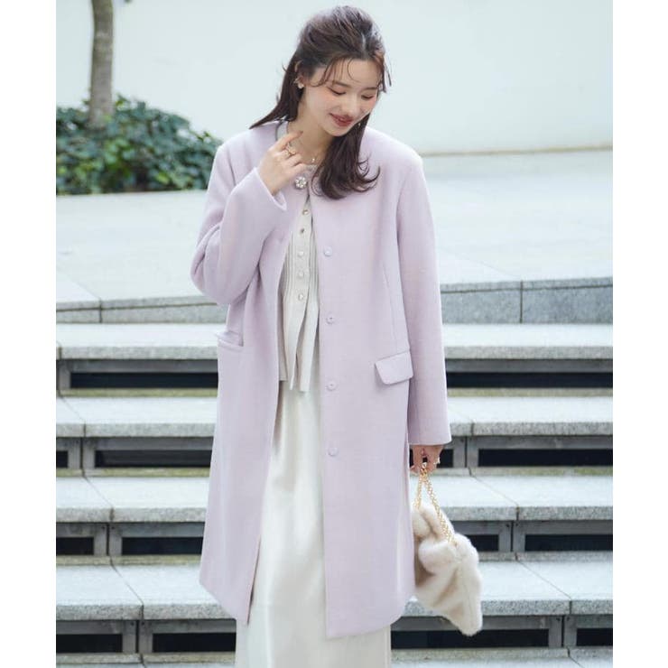 【通勤/ビジューブローチ付き】ノーカラー ロングコート | Couture brooch | 詳細画像28 