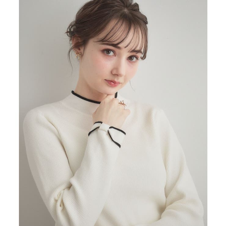 【洗える・着映え】袖リボン リブニット | Couture brooch | 詳細画像6 
