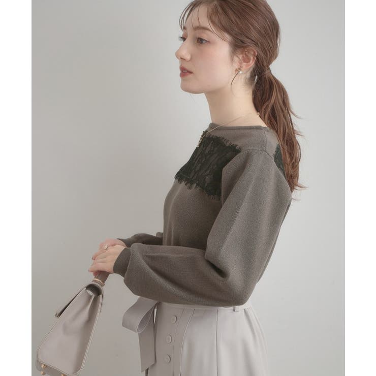 【洗える・通勤】レース ドッキング ニット | Couture brooch | 詳細画像25 