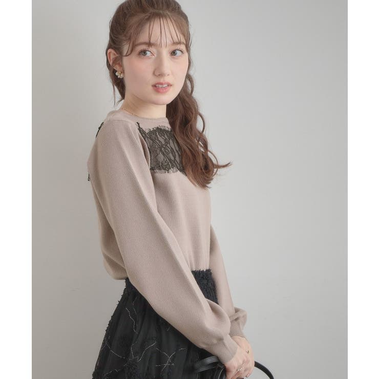 【洗える・通勤】レース ドッキング ニット | Couture brooch | 詳細画像15 