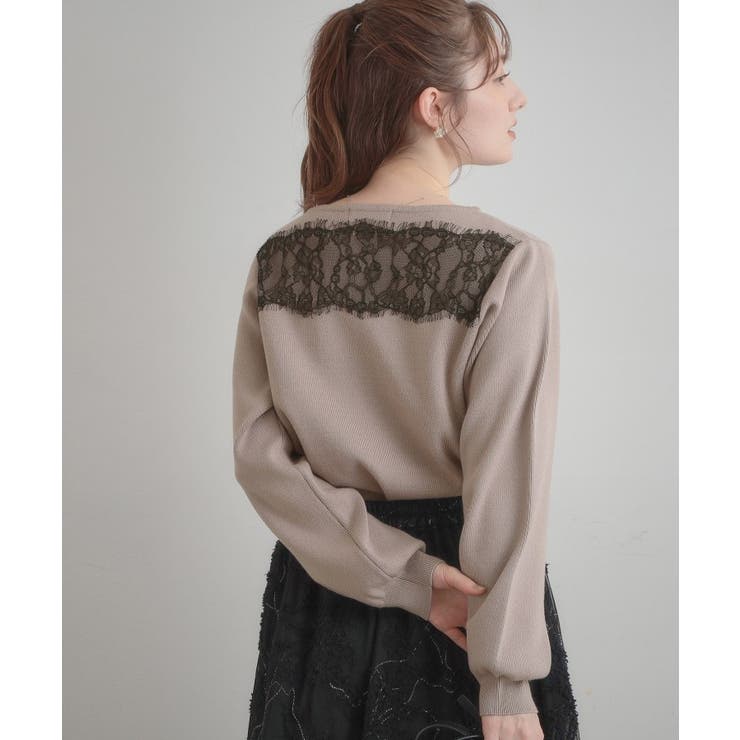 【洗える・通勤】レース ドッキング ニット | Couture brooch | 詳細画像16 
