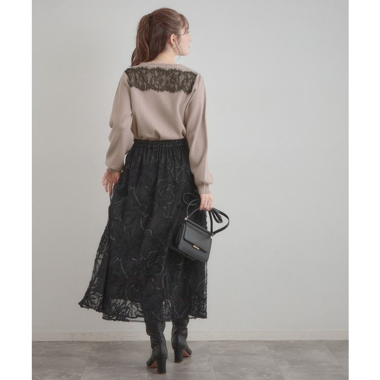 【洗える・通勤】レース ドッキング ニット | Couture brooch | 詳細画像13 