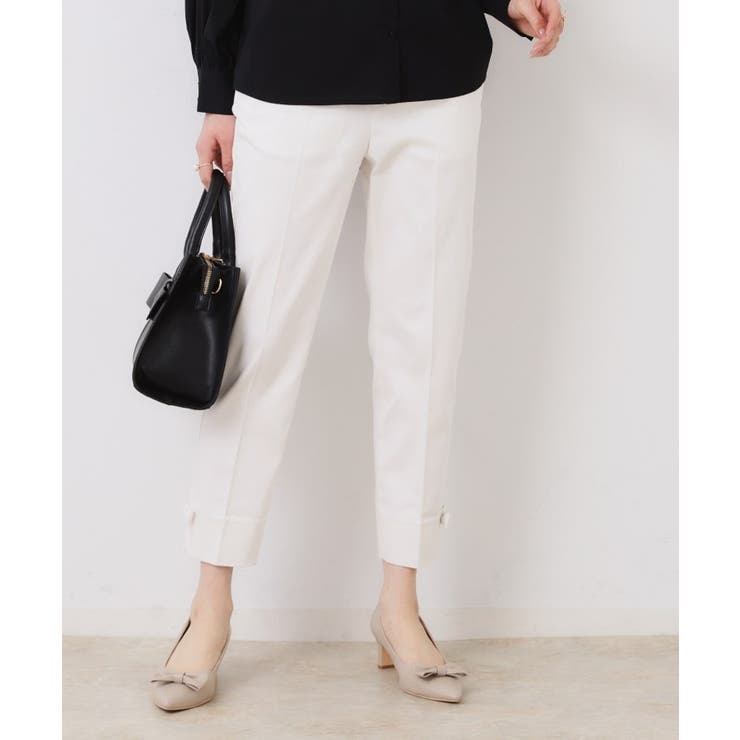 【スッキリ見え・美脚・通勤】リボンポイントサテストパンツ | Couture brooch | 詳細画像5 