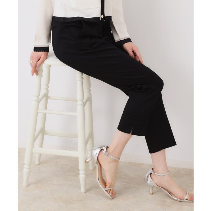 【スッキリ見え・美脚・通勤】リボンポイントサテストパンツ | Couture brooch | 詳細画像18 