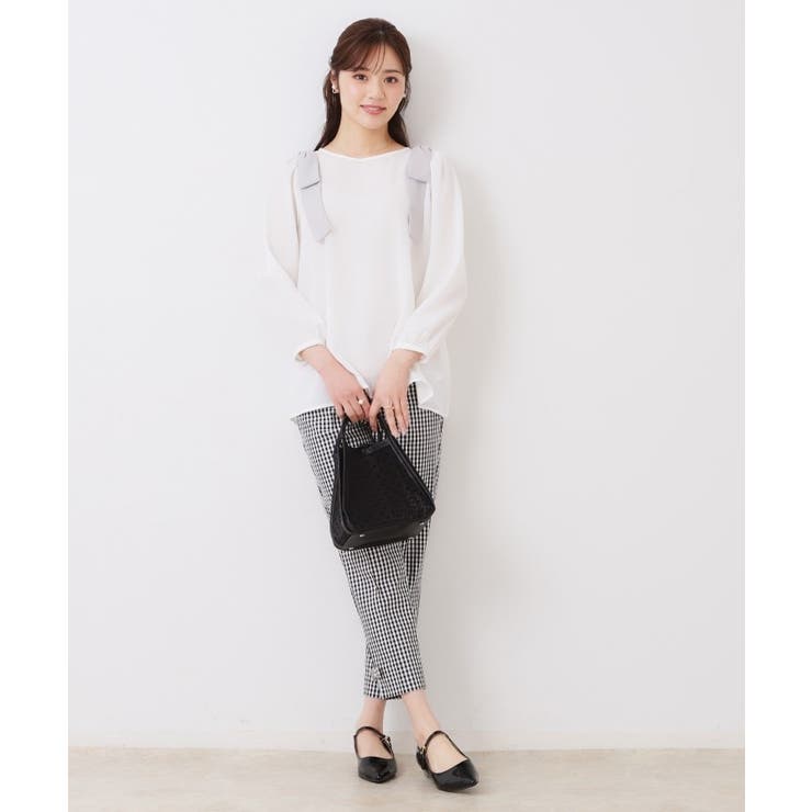 【スッキリ見え・美脚・通勤】リボンポイントサテストパンツ | Couture brooch | 詳細画像25 