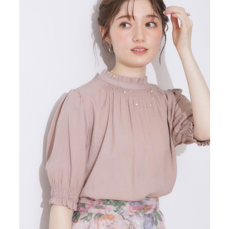 ピンクベージュ(053) | 【SS～LLサイズ・二の腕カバー・通勤】RTピケシャーリングブラウス | Couture brooch